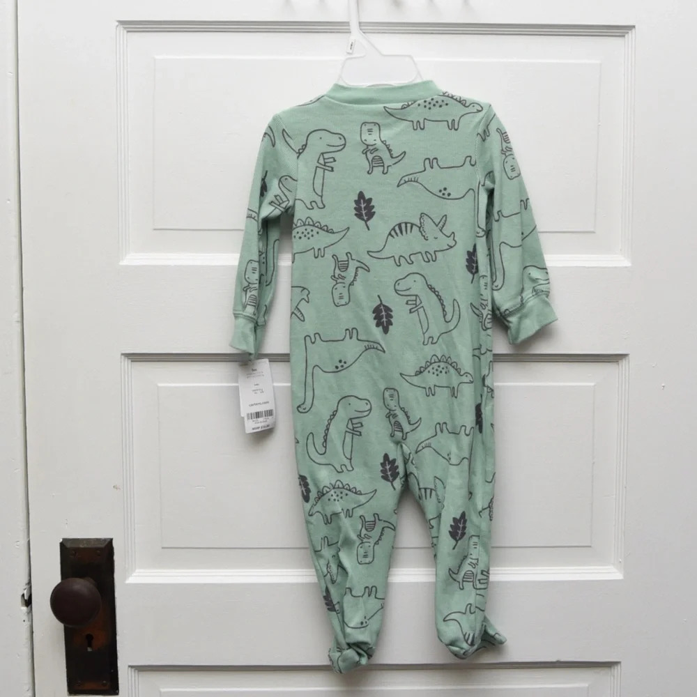 Carter's 9 month dinosaur sleeper 2way zip green - Picture 2 of 6